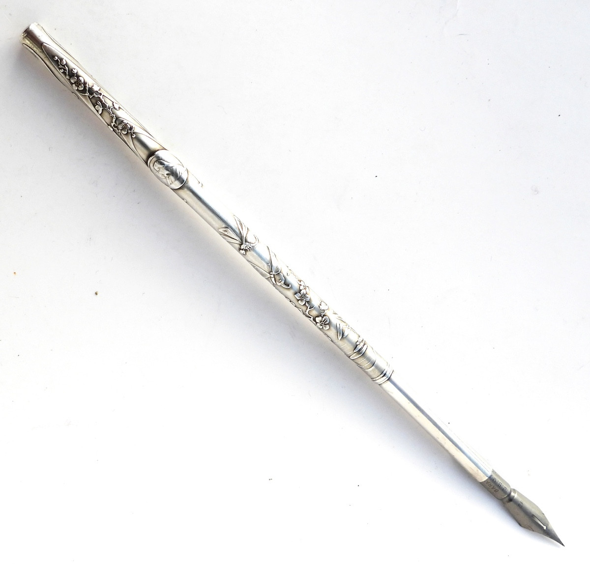 Porte plume en argent massif début XXe Art Nouveau nécessaire écriture