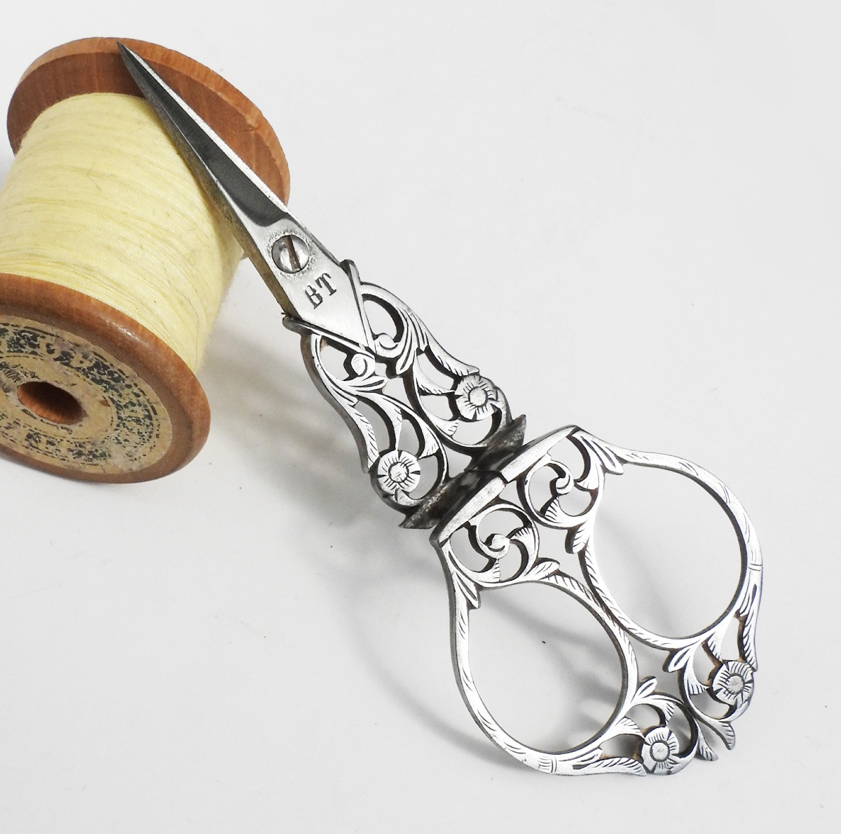 paire de ciseaux à broder Italienne  Dentelle d'Acier Bartolomeo Terzano XIXe-photo-1