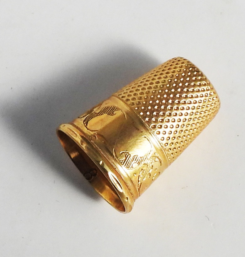 Sewing Set In Solid 18-carat Gold, Late 19th Century Napoleon III Sewing Scissors-photo-3