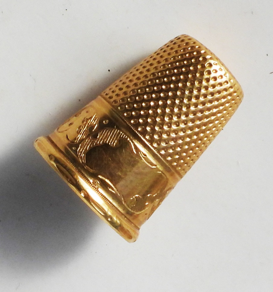 Sewing Set In Solid 18-carat Gold, Late 19th Century Napoleon III Sewing Scissors-photo-4