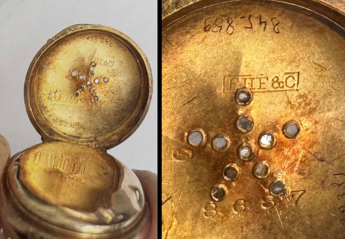 Montre mécanique ancienne  de col à  gousset  femme or massif perles numérotée signée-photo-1