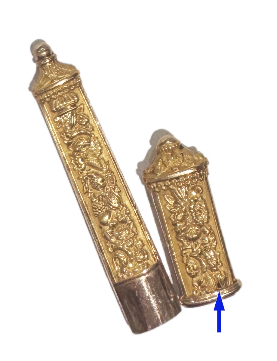 Needle Case In Solid 18-carat Gold, Early 19th Century, Necessary For Antique Sewing-photo-4