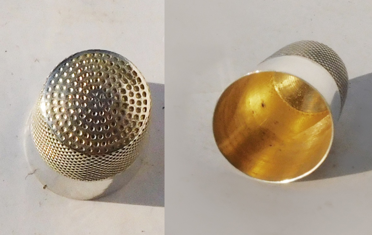 Nécessaire de couture En Argent Massif fin XIXe début XXe ciseaux dé à coudre-photo-3
