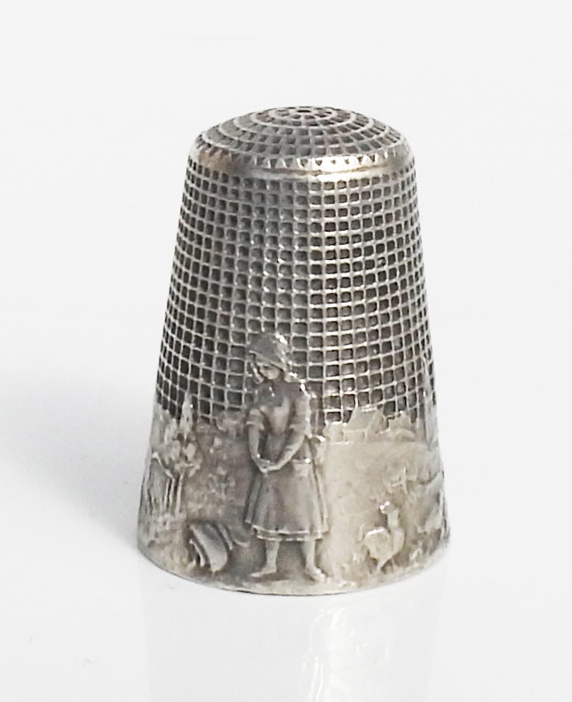 Fab Le De La Fontaine Perette Solid Silver Thimble And The Milk Jug Used For Sewing