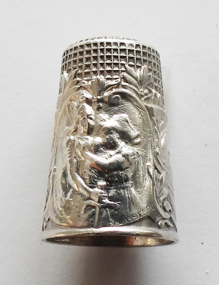 Solid Silver Thimble, "the Thimble Of Victory," Early 20th Century, Signed Lasserre-photo-2