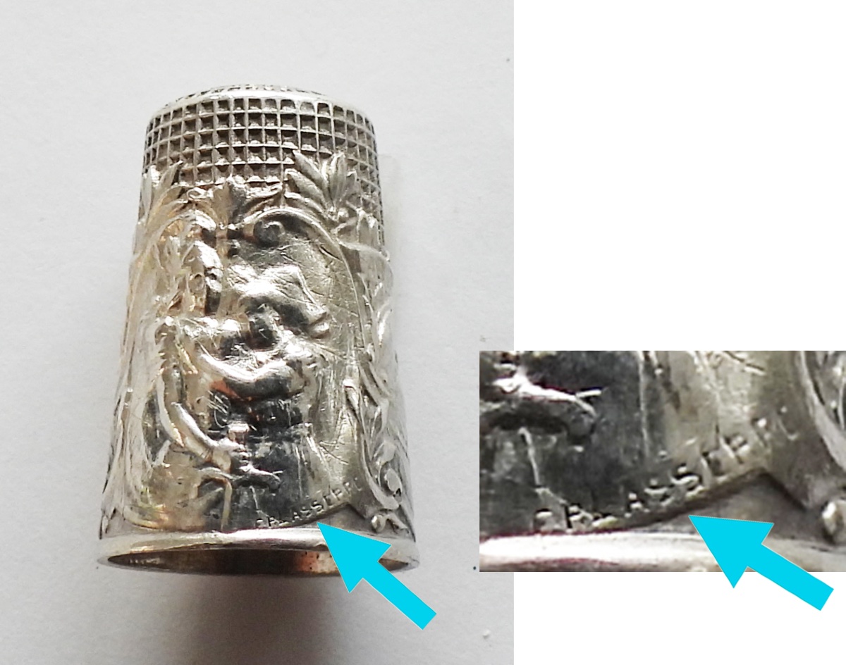 Solid Silver Thimble, "the Thimble Of Victory," Early 20th Century, Signed Lasserre-photo-3