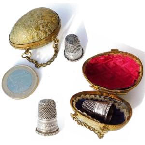 Small Case Box Holder Egg Thimble With Thimble In Sterling Silver For Children
