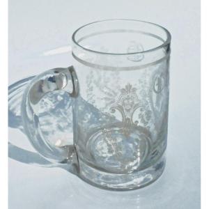 Old Engraved Glass Mug 