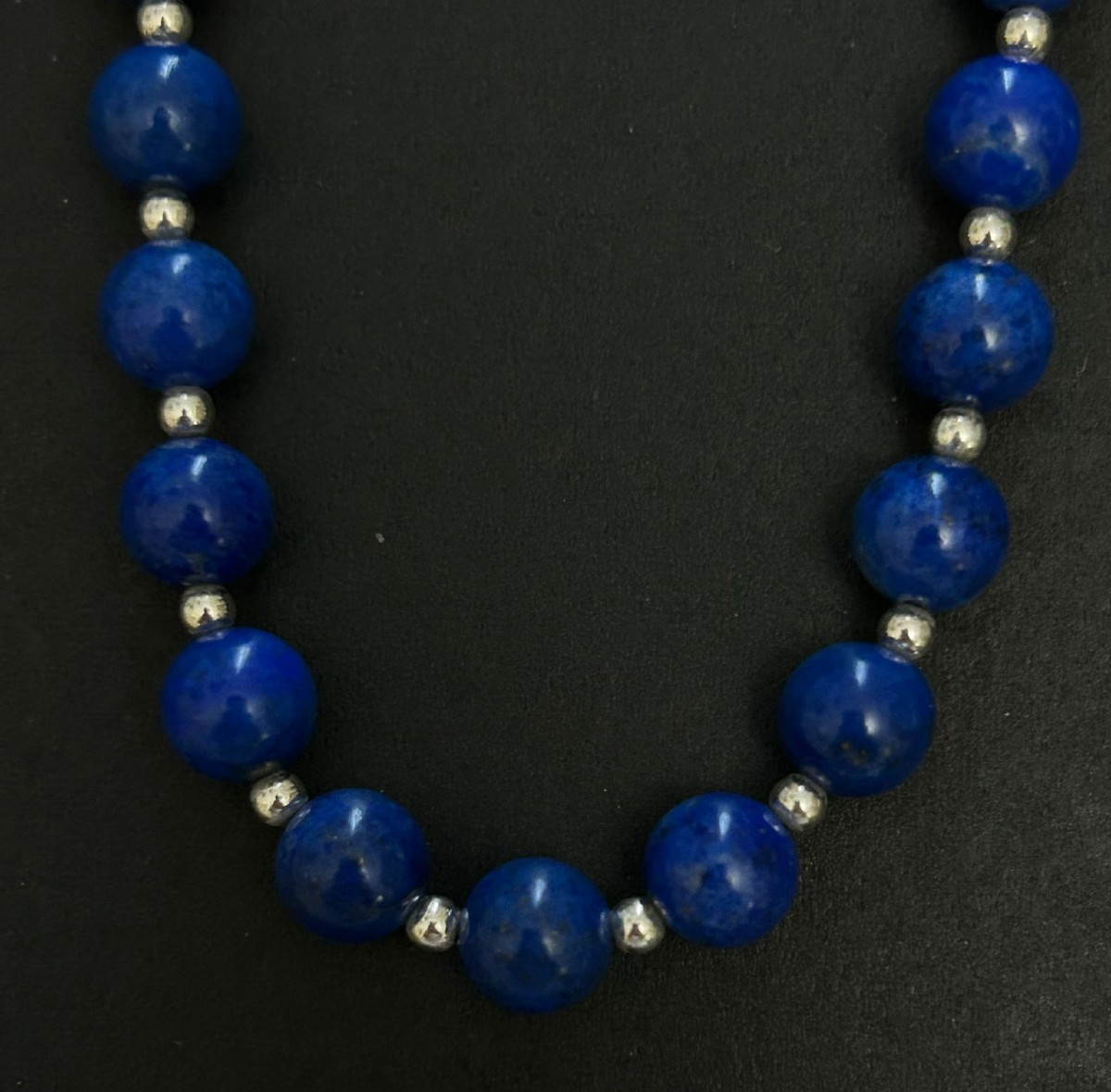 Lapis Lazuli And Silver Choker Necklace-photo-2