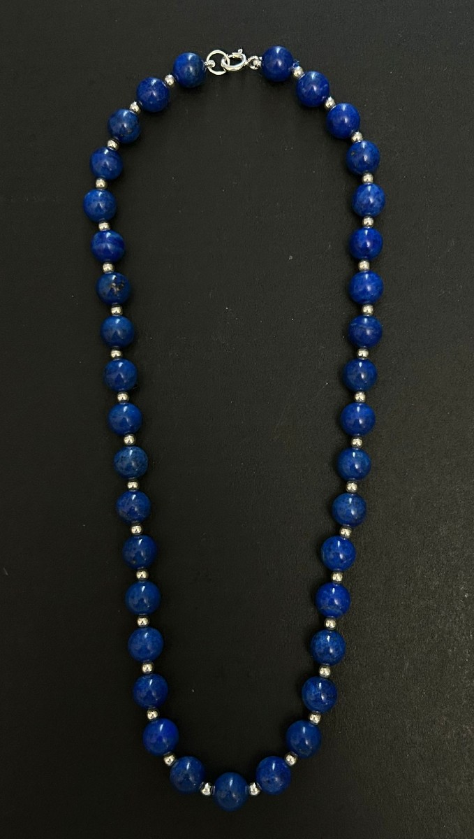 Lapis Lazuli And Silver Choker Necklace