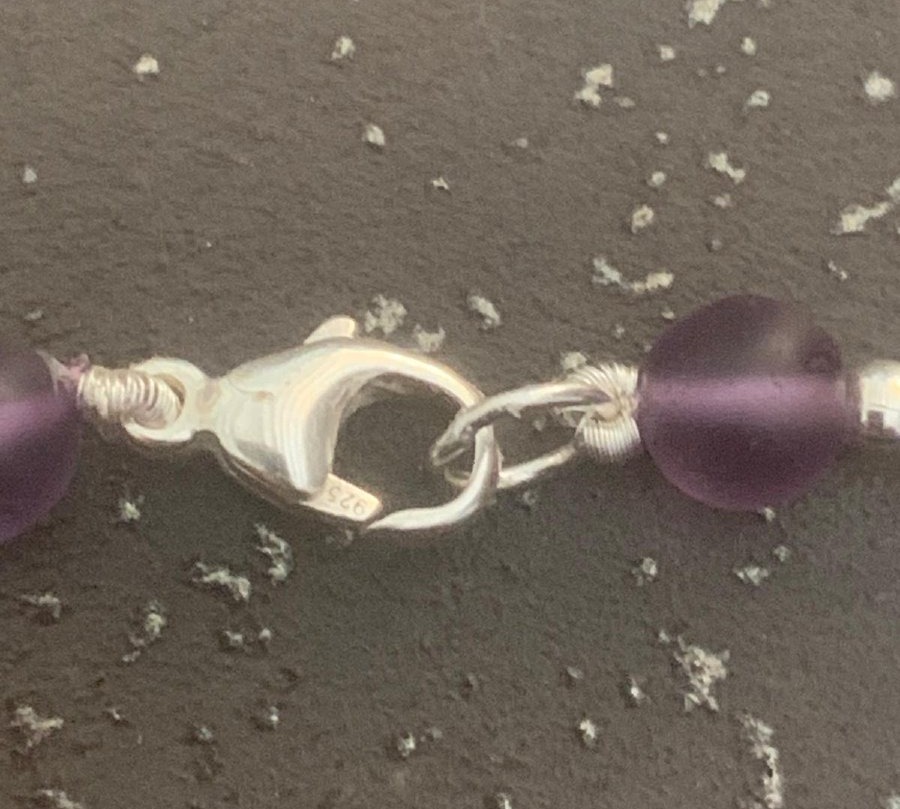 Collier en améthyste avec perles en argent et fermoir argent massif-photo-2