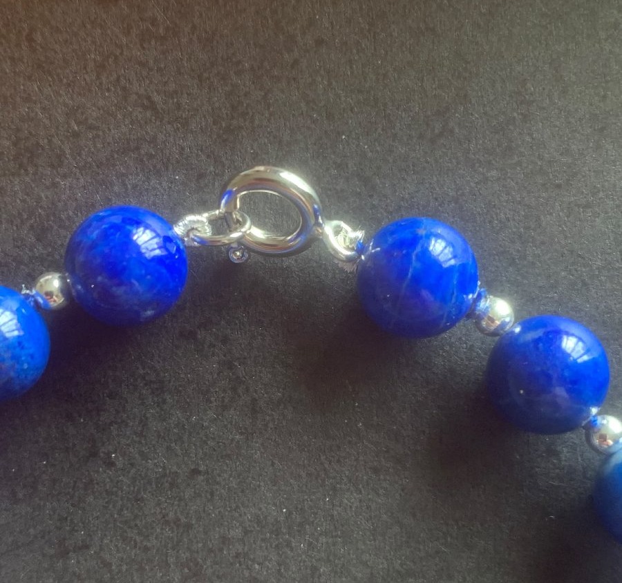 Parure collier et bracelet en lapis lazuli et argent 925 °/°°°-photo-2