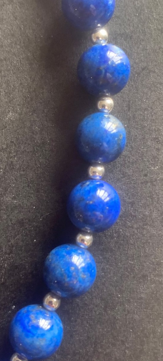 Parure collier et bracelet en lapis lazuli et argent 925 °/°°°-photo-1