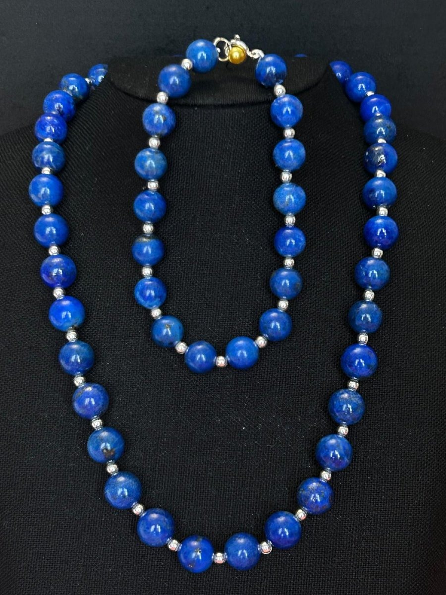 Parure collier et bracelet en lapis lazuli et argent 925 °/°°°