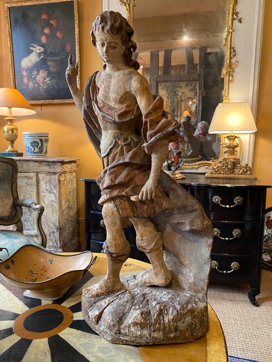 Sculpture en bois polychrome du XVII ème siècle-photo-2