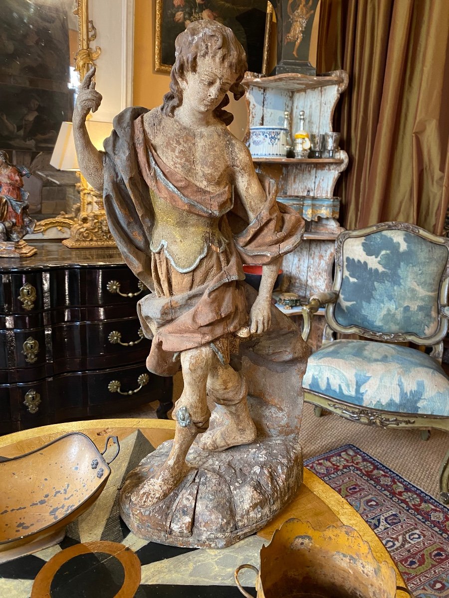 Sculpture en bois polychrome du XVII ème siècle-photo-3