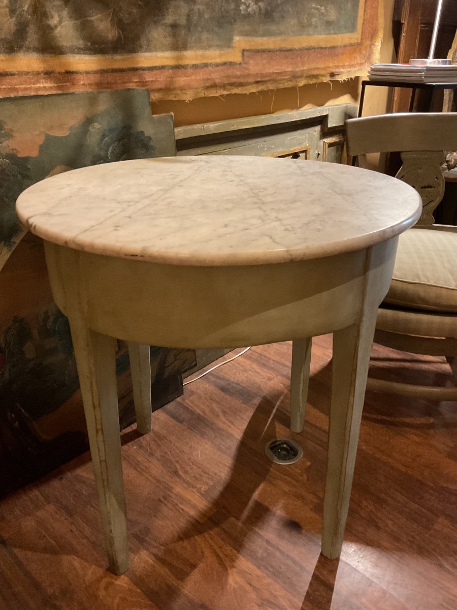 Directoire Period Pedestal Table With Marble In Painted Wood