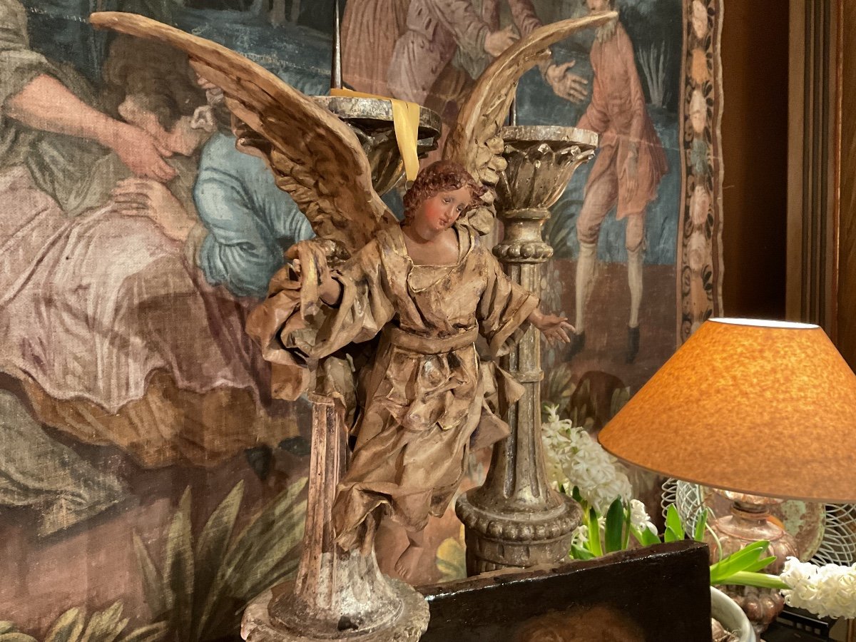 Santibelli  Napolitain ´ange ´ En Terre Cuite Et Papier Mâché  XIX ème-photo-2