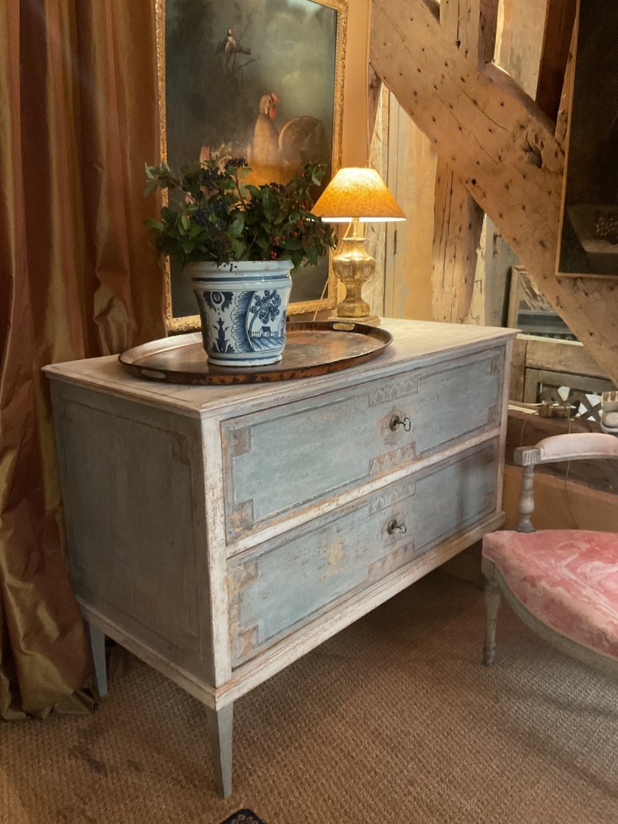 Painted Commode Opening On 2 19th Century Drawers-photo-2