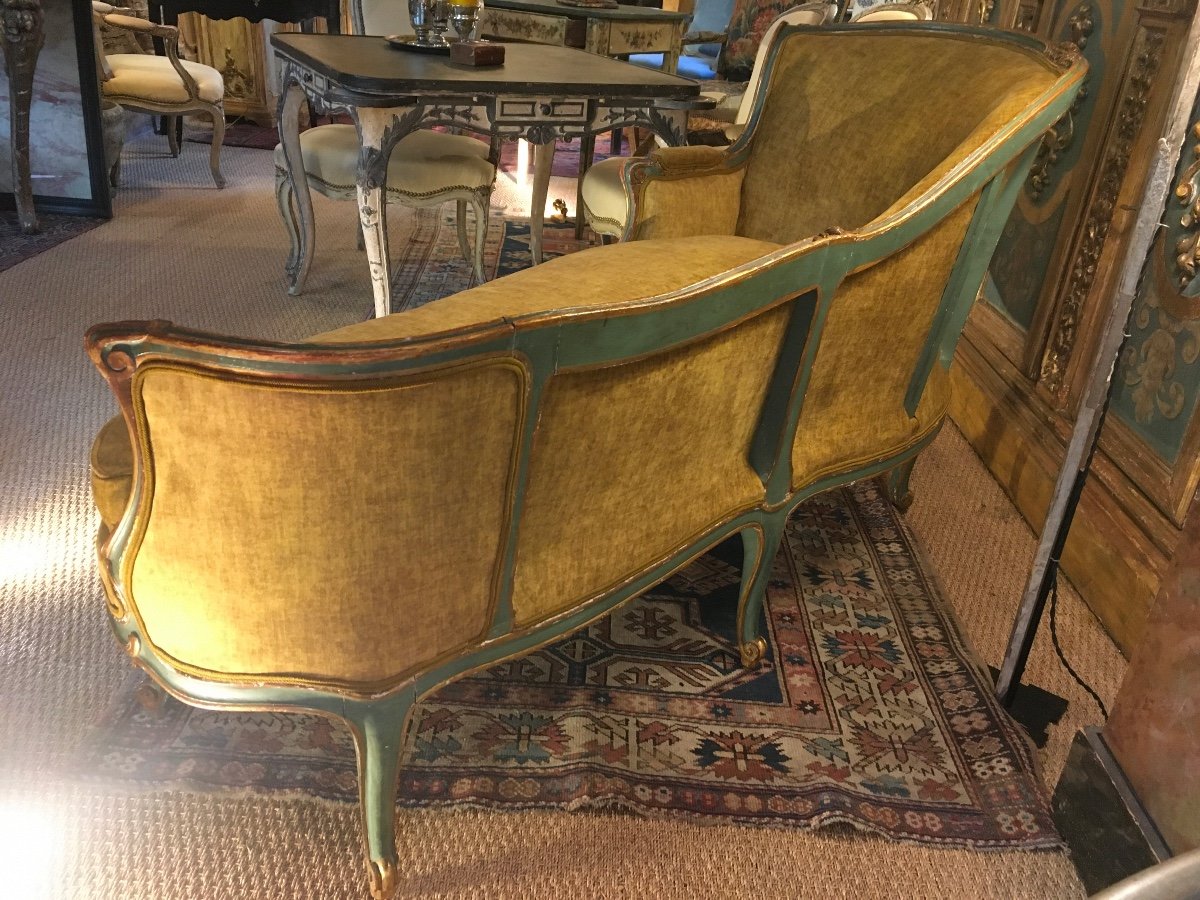 Divano Letto 19th Century Painted (complete Renovation Of The Trim And Old Gold Velvet Fabrics)-photo-3