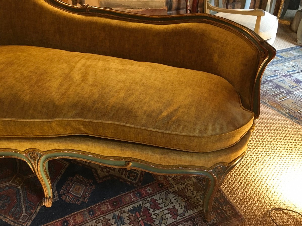 Divano Letto 19th Century Painted (complete Renovation Of The Trim And Old Gold Velvet Fabrics)-photo-4
