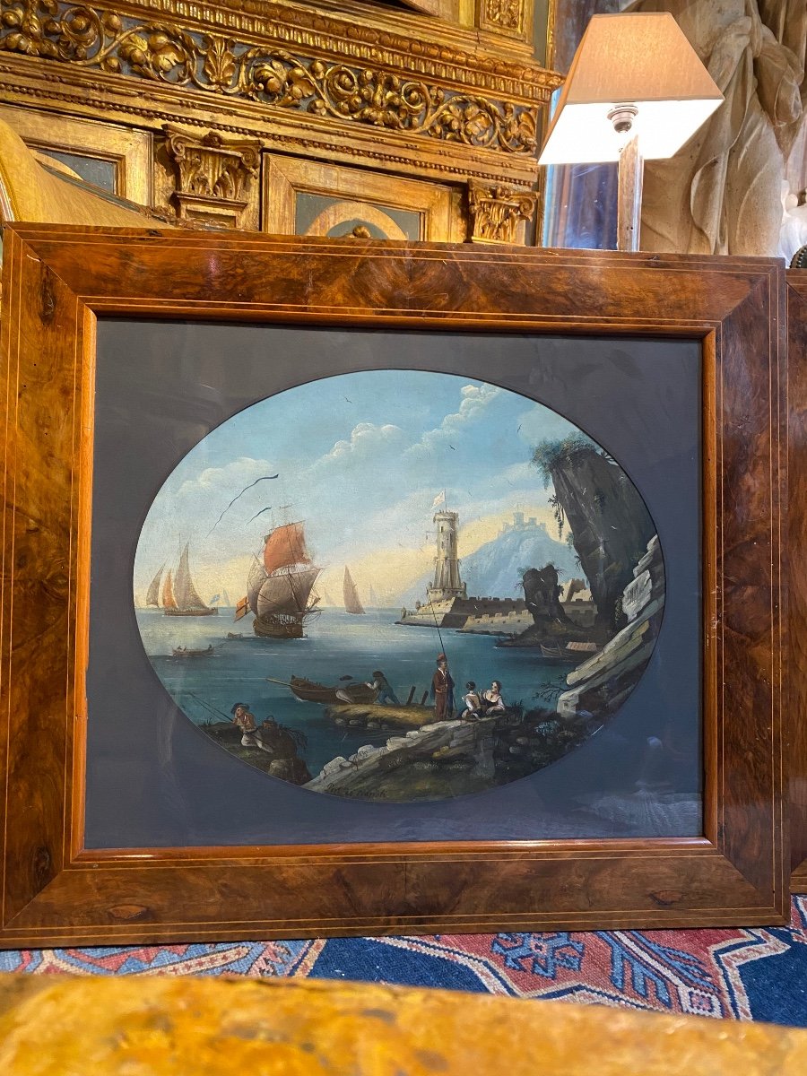 Paire Hstoiles D’époque 18 ème Représentant Pour L’une Le Port De Naples Et L’autre Smyrne-photo-3