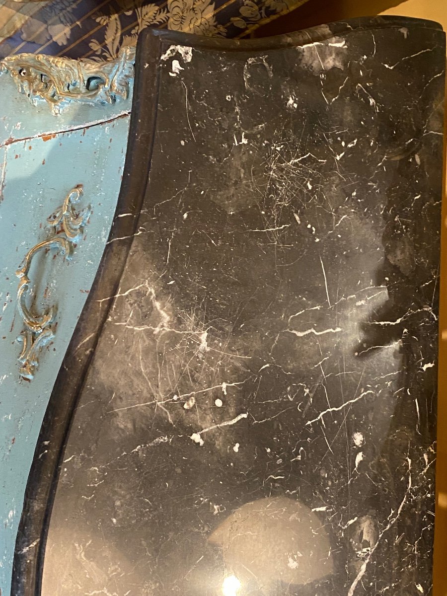Commode Galbée Sur 3 Côtés Peinte ( Année 40 ) Ouvrant Sur 2 Tiroirs -photo-4