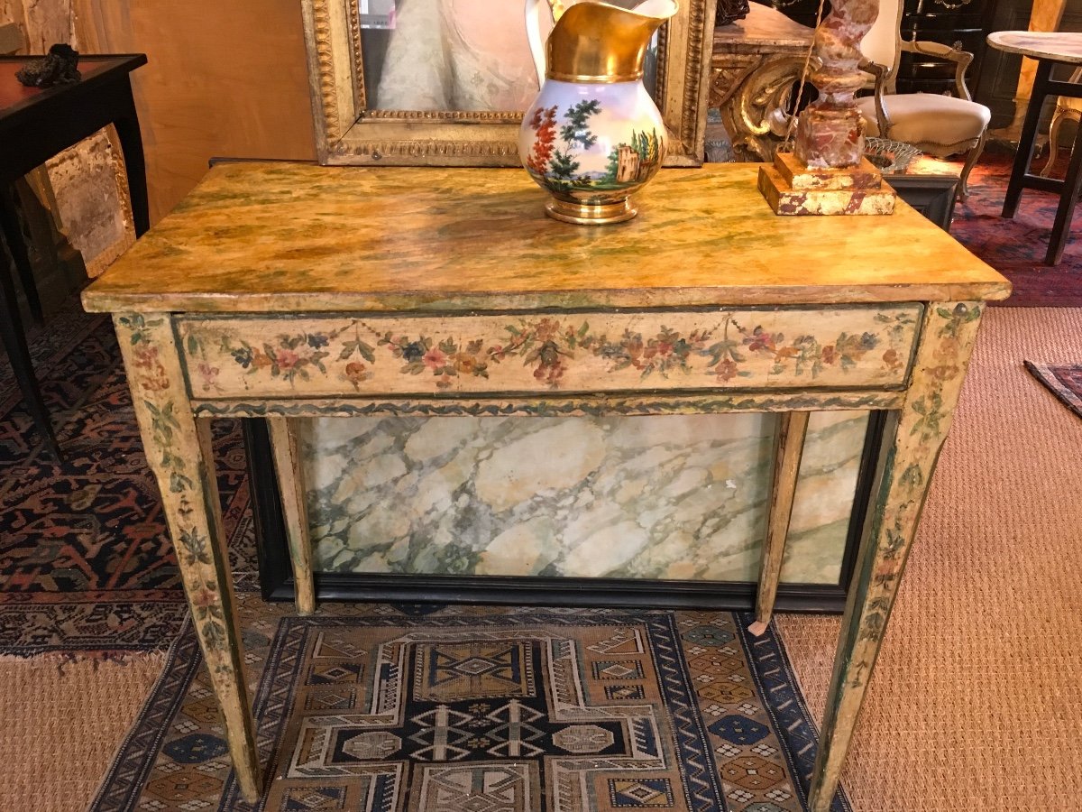 Small Painted Genoese Flying Table Late 18th With A Belt Drawer-photo-2