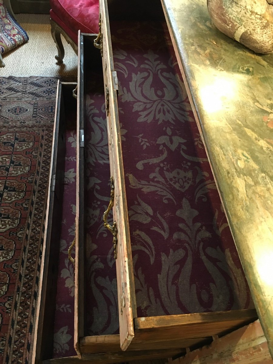 Commode Peinte Ouvrant Sur 3 Tiroirs En Ceinture D’époque 18 ème-photo-1