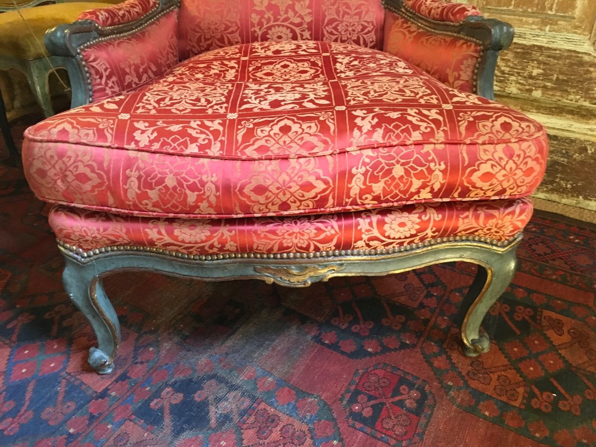 Large Italian Painted Seat From The 18th Century-photo-2