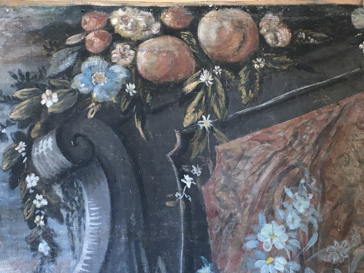 Fragment Of Painted Canvas From The 18th Century -photo-2
