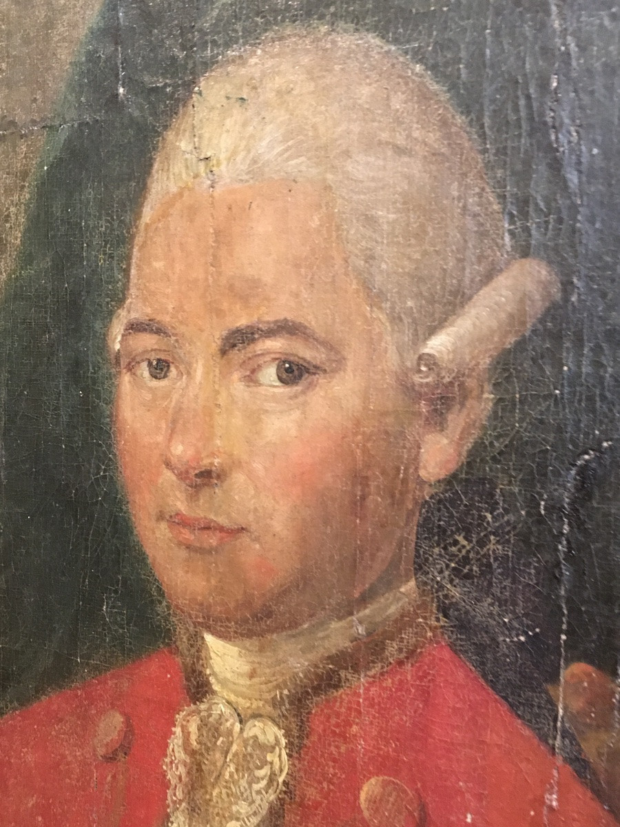 Large Portrait Of A Man Of Quality (oil On Canvas) From The 18th Century As Is-photo-2