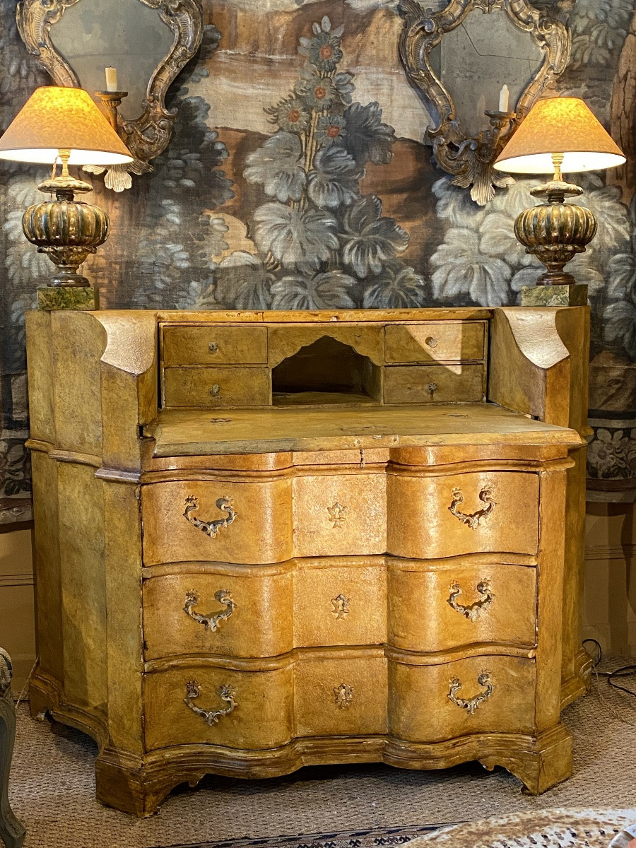 Painted Chest Of Drawers With 3 Drawers (italy 18th Century)-photo-4
