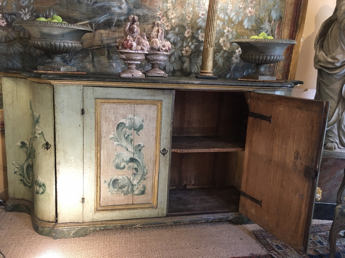 18th Century Painted Italian Credenza Opening Onto 4 Doors (marche Region)-photo-3