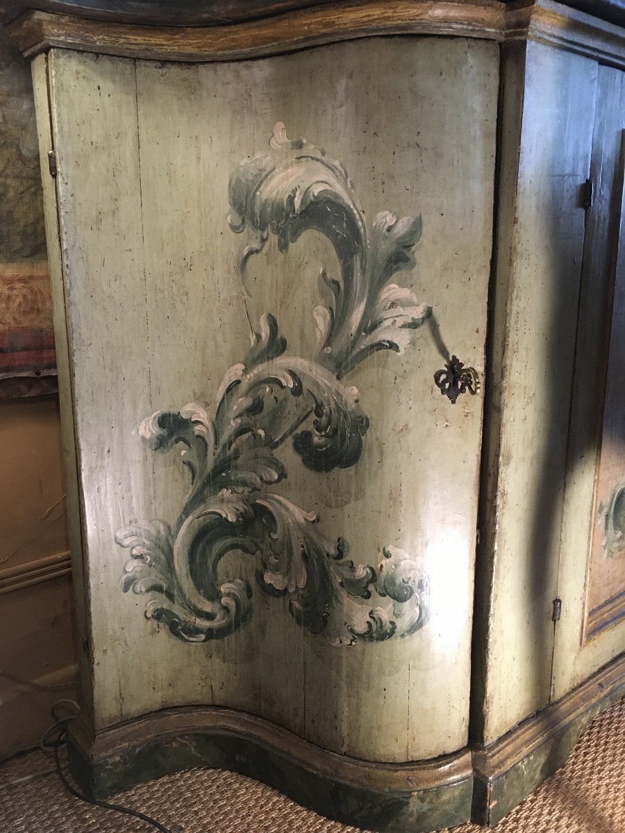 18th Century Painted Italian Credenza Opening Onto 4 Doors (marche Region)-photo-4