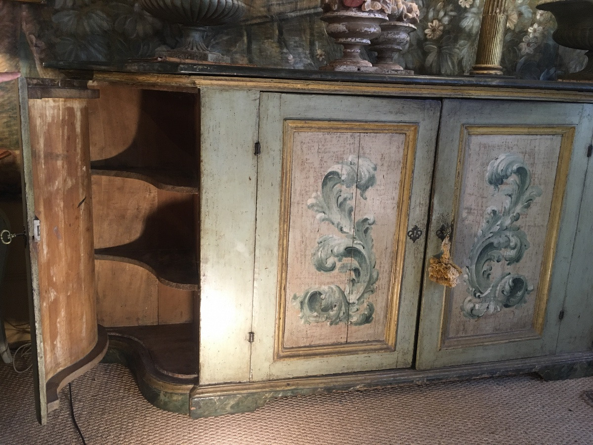 18th Century Painted Italian Credenza Opening Onto 4 Doors (marche Region)-photo-2