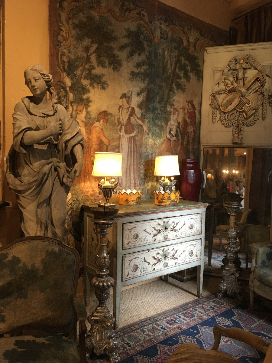 18th Century Painted Italian Chest Of Drawers Opening Onto 2 Drawers (marche Region) -photo-4