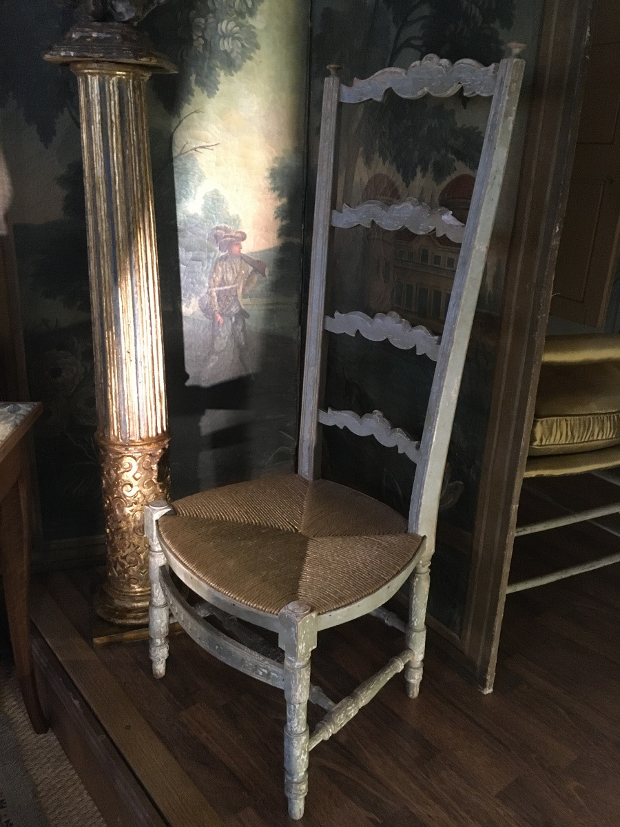 Chaise de nourrice provençale XIX ème peinte ( paillage au coussin neuf )-photo-2