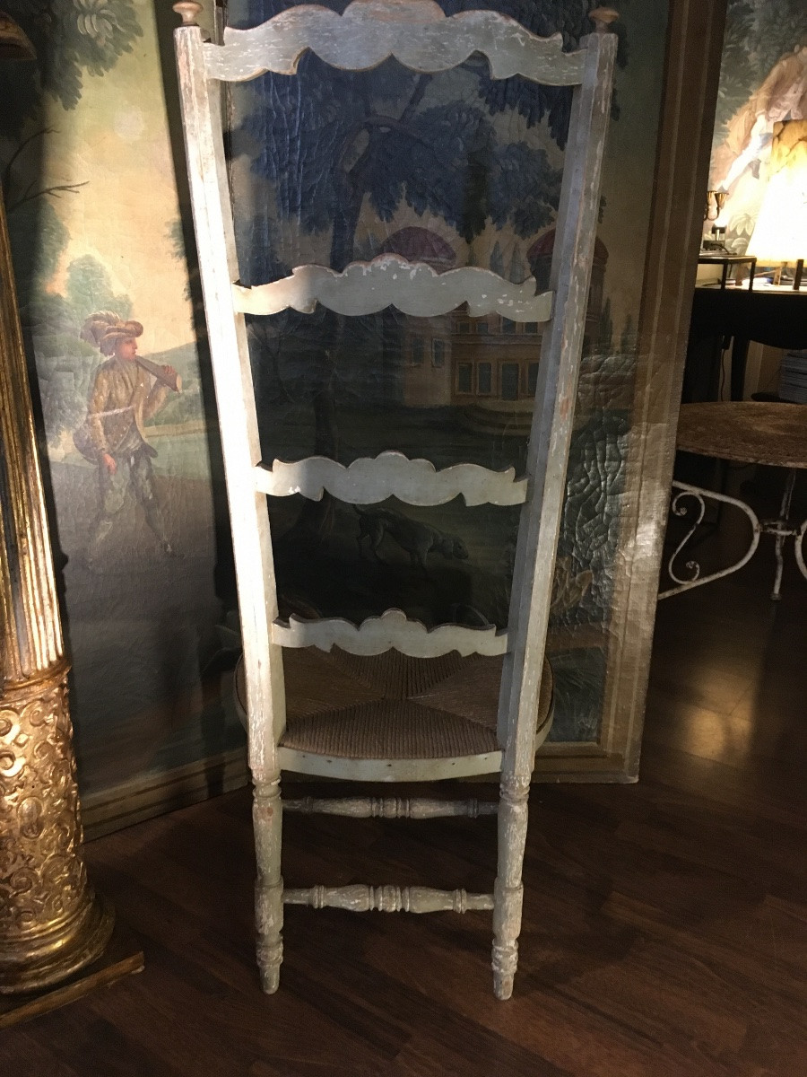 Chaise de nourrice provençale XIX ème peinte ( paillage au coussin neuf )-photo-3