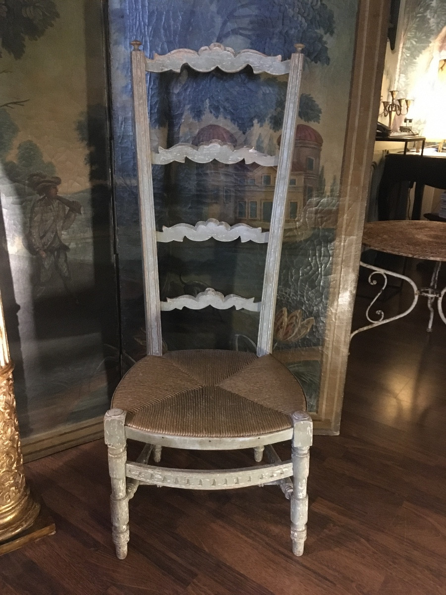 Chaise de nourrice provençale XIX ème peinte ( paillage au coussin neuf )
