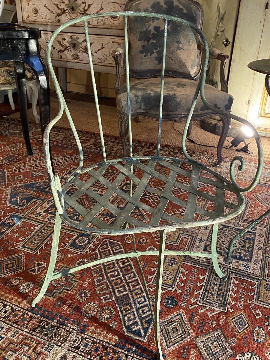 Fauteuil de jardin en fer fin XIX ème -photo-2