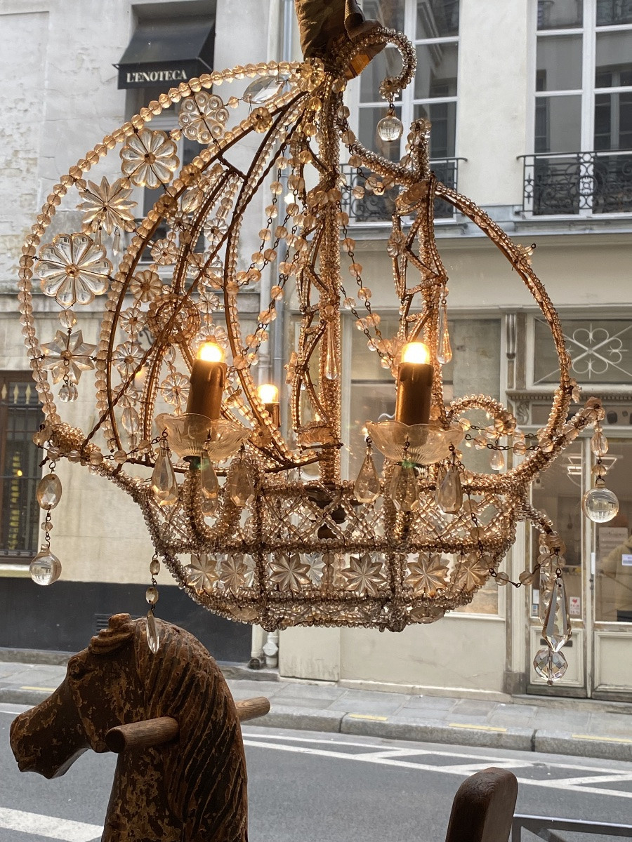 20th Century Caravel Chandelier With 4 Lights (beautiful Pearl Work)-photo-2