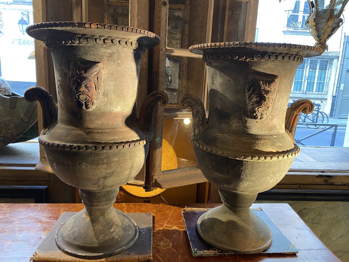 Pair Of Late 19th Century Terracotta Basins (beautiful Patina)