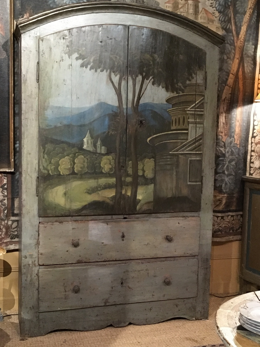 Armadio With Decoration On The 2 Front Doors And 2 Drawers 18th Century
