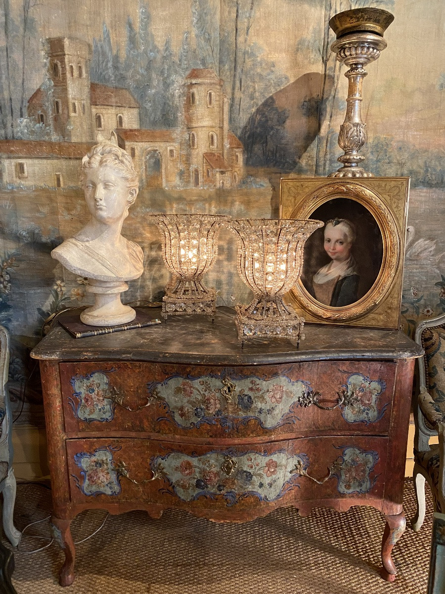 Pair Of Medici Lamps In Metal And Crystal (art Deco)-photo-3