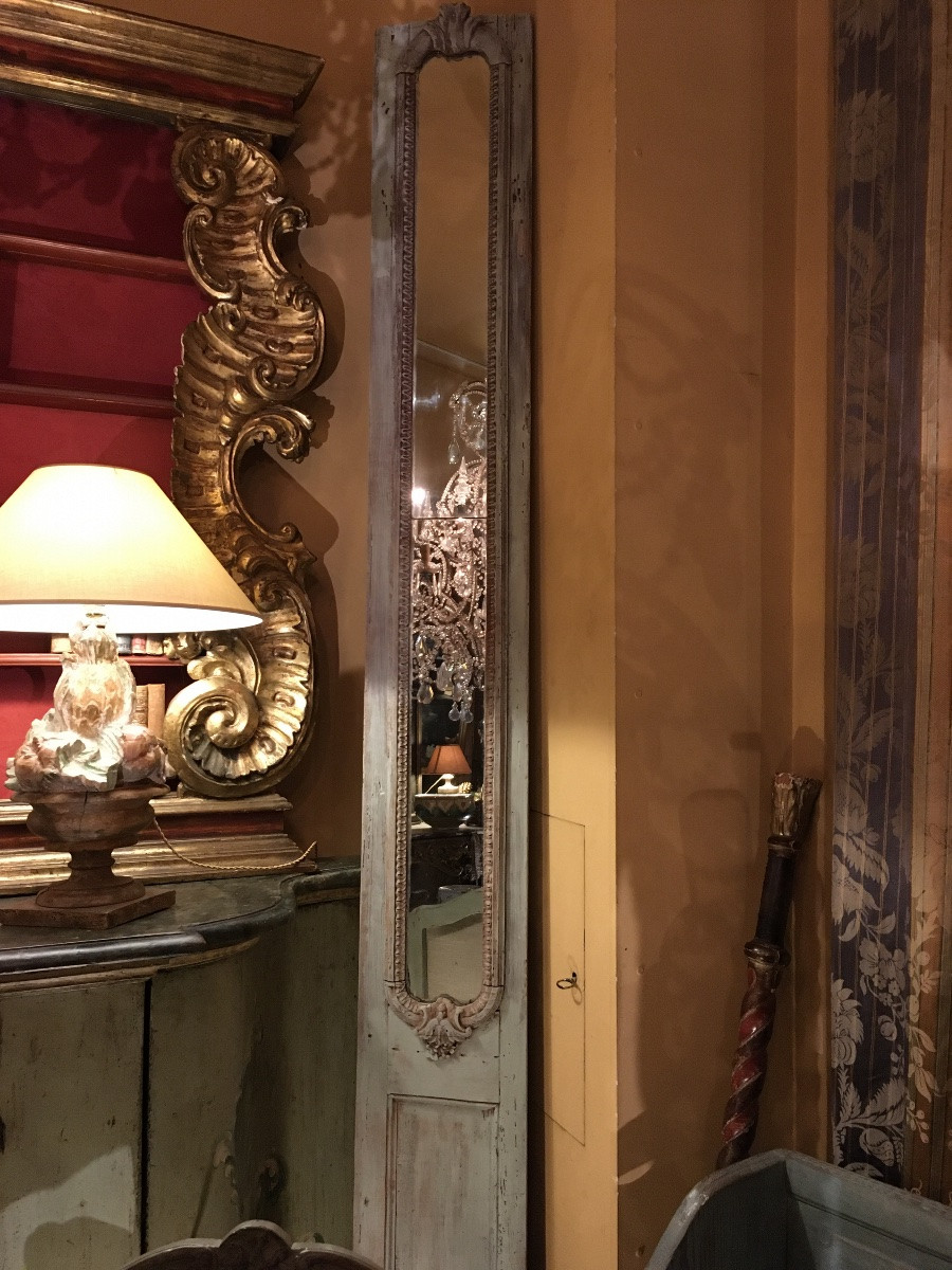 18th-century Painted Wood Paneling Overmantel-photo-2