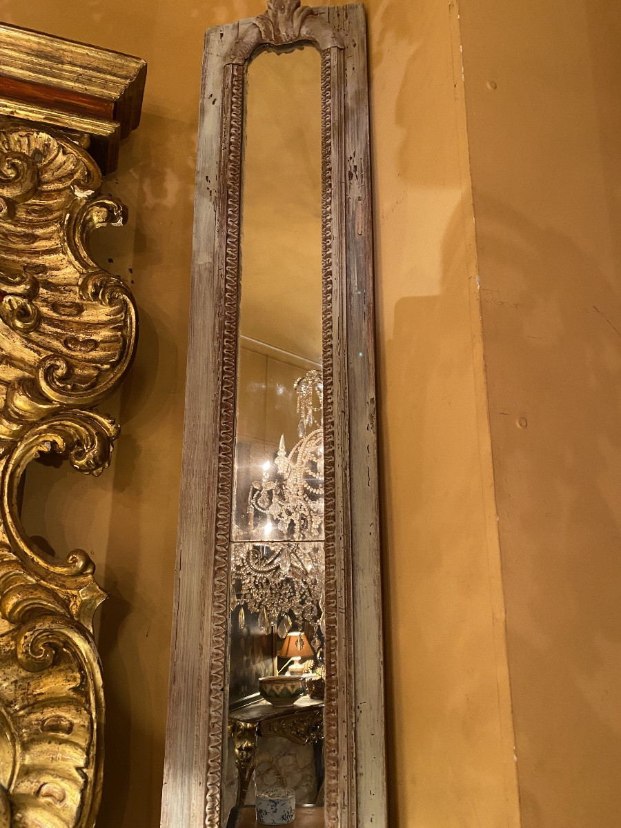 18th-century Painted Wood Paneling Overmantel-photo-1