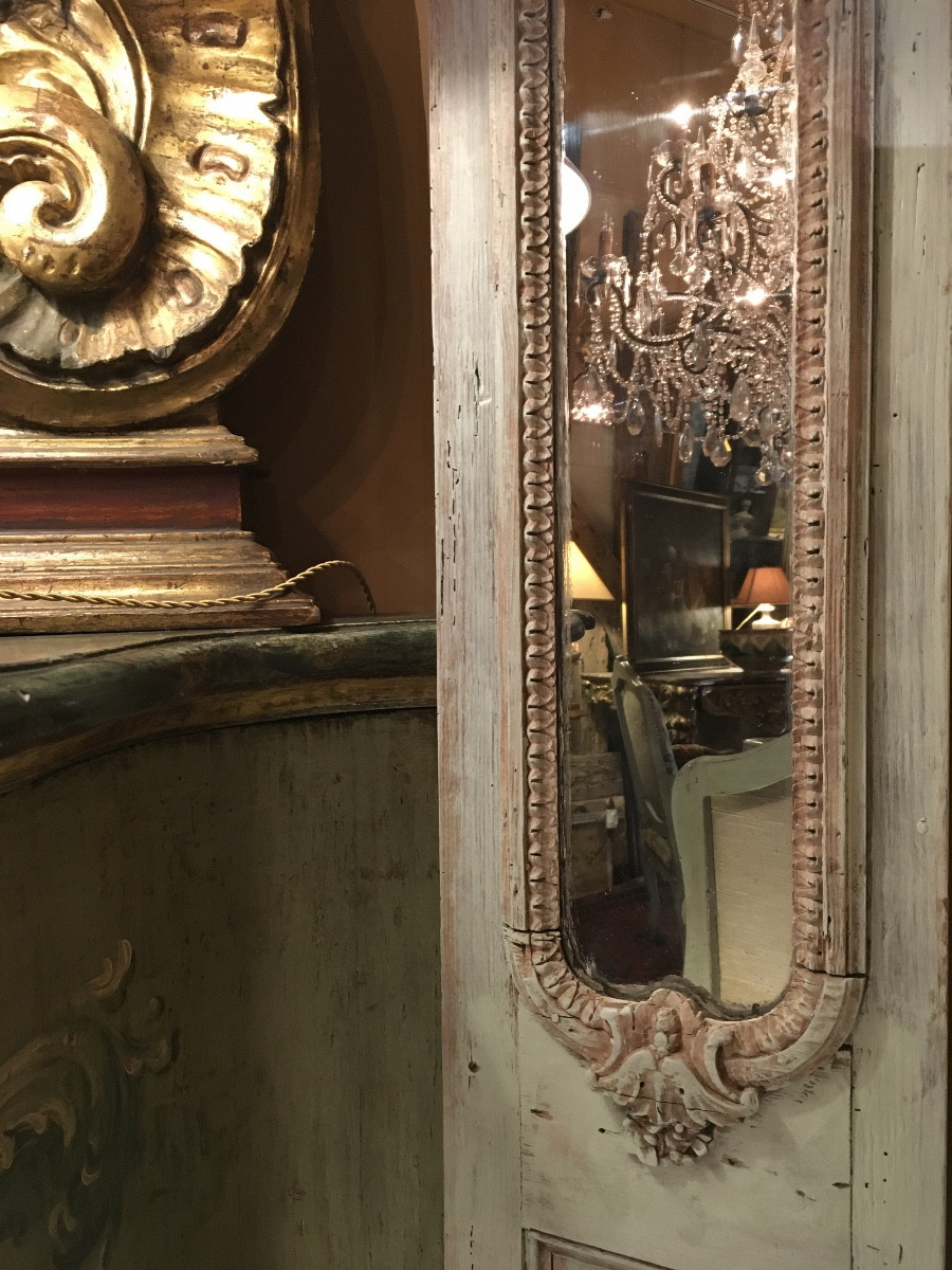 18th-century Painted Wood Paneling Overmantel