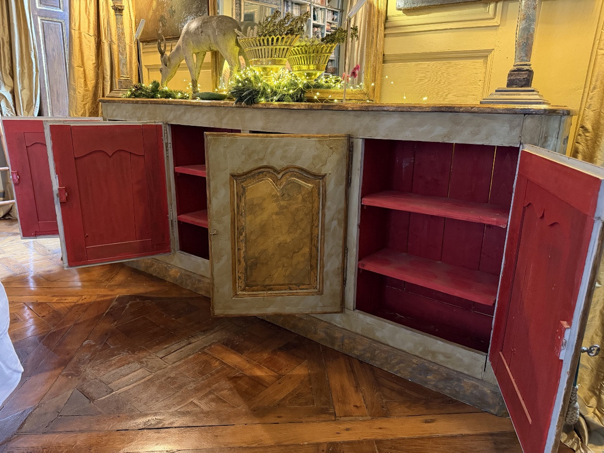 Enfilade à 4 portes peinte Sud de la France ) 18 ème ( dos rapporté et profondeur réduite )-photo-2