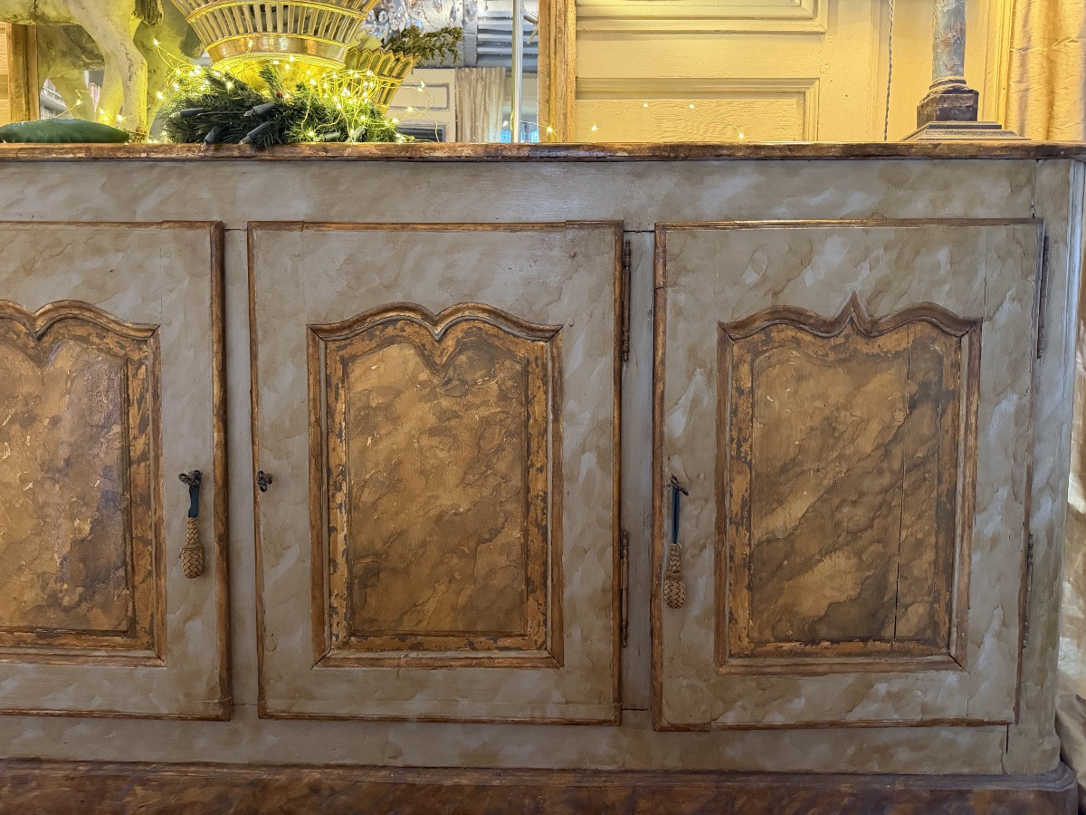 Enfilade à 4 portes peinte Sud de la France ) 18 ème ( dos rapporté et profondeur réduite )-photo-4
